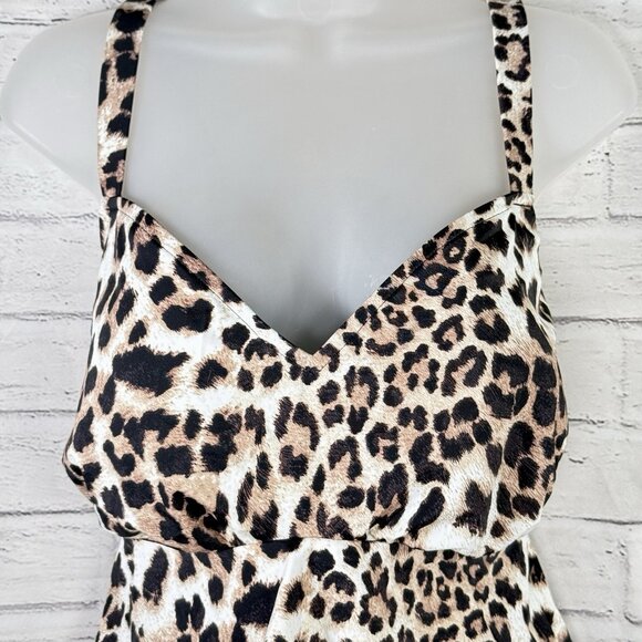 Swim Solutions Plus Size 20W Triple Tiered Animal Print Tankini Top NWT $84 - Picture 6 of 11